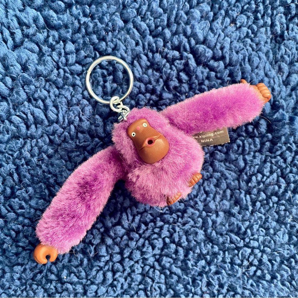 Purple Kipling Monkey Keychain Nina